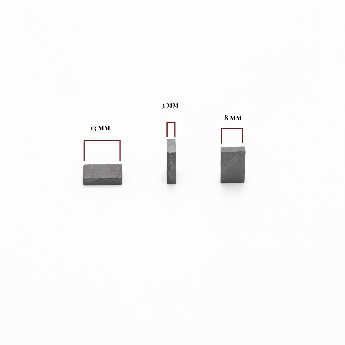 13x8x3mm Y30 BH Uncoated Ferrite Block Magnet