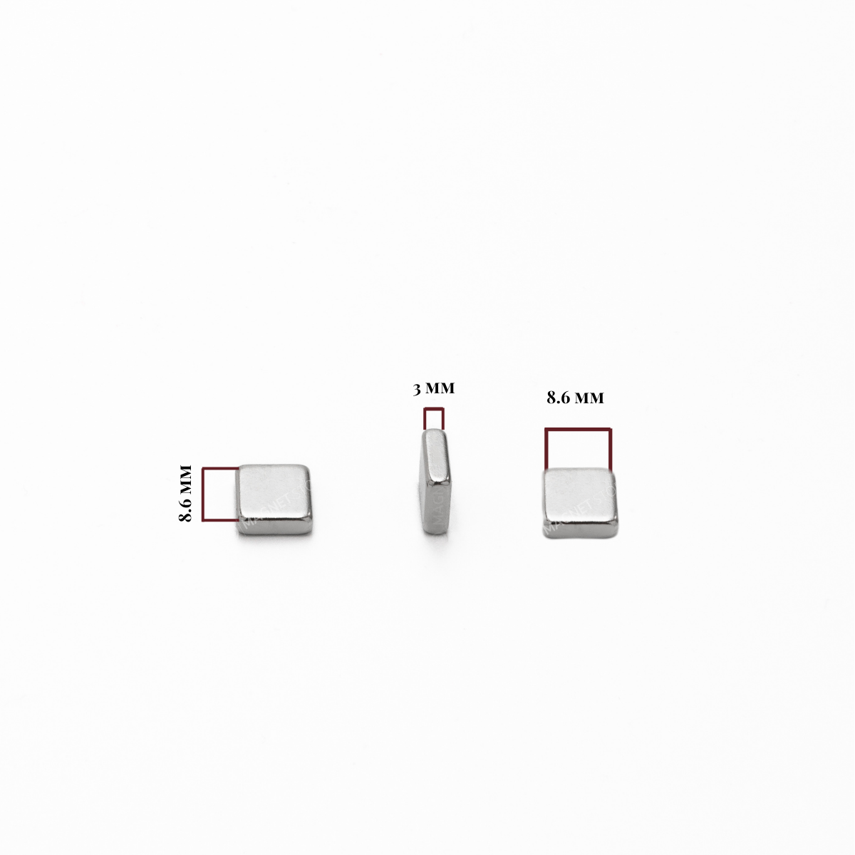 8.6x8.6x3mm N38 Ni Neodymium Block