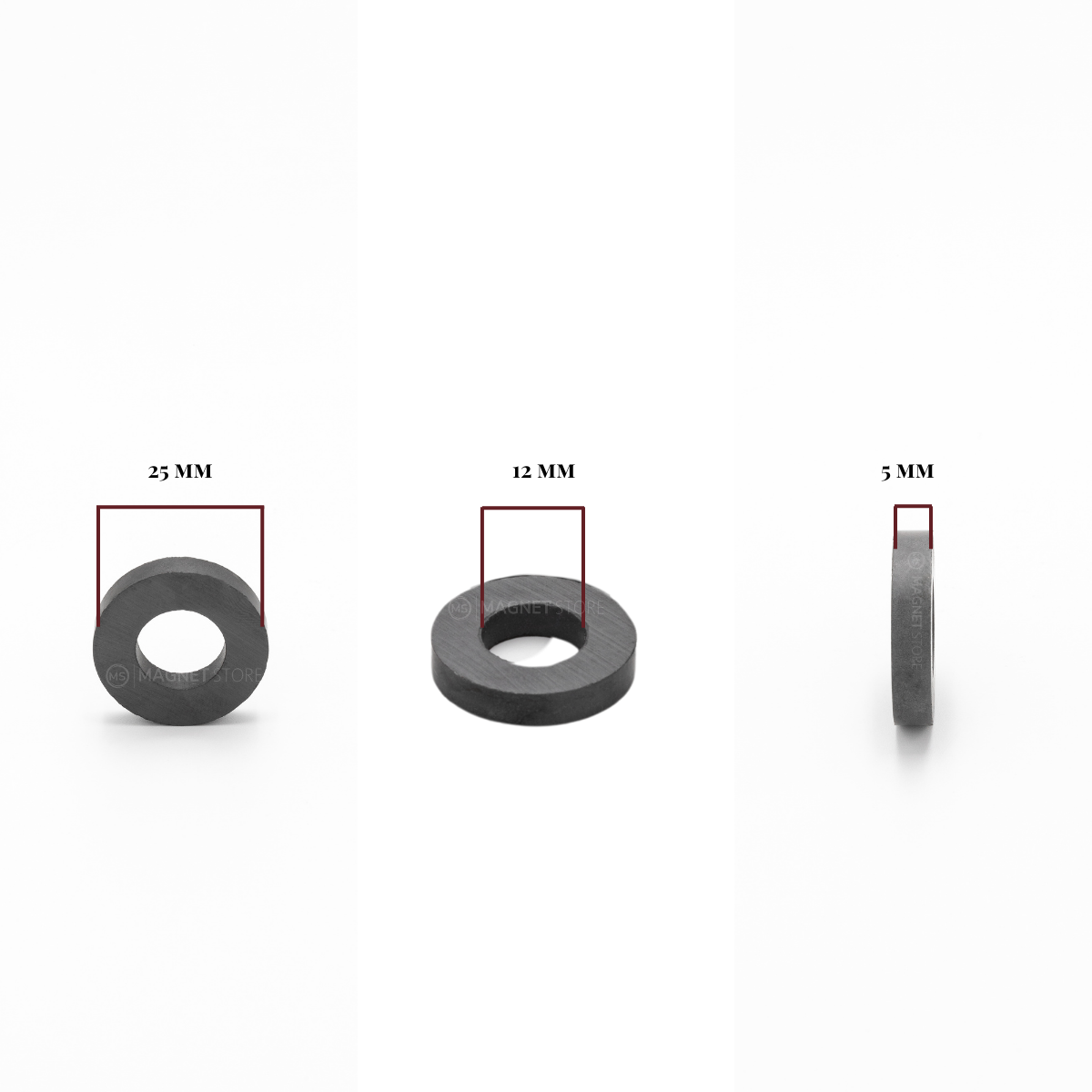 Od25xId12x5mm Y30BH Uncoated Ferrite Ring Magnet