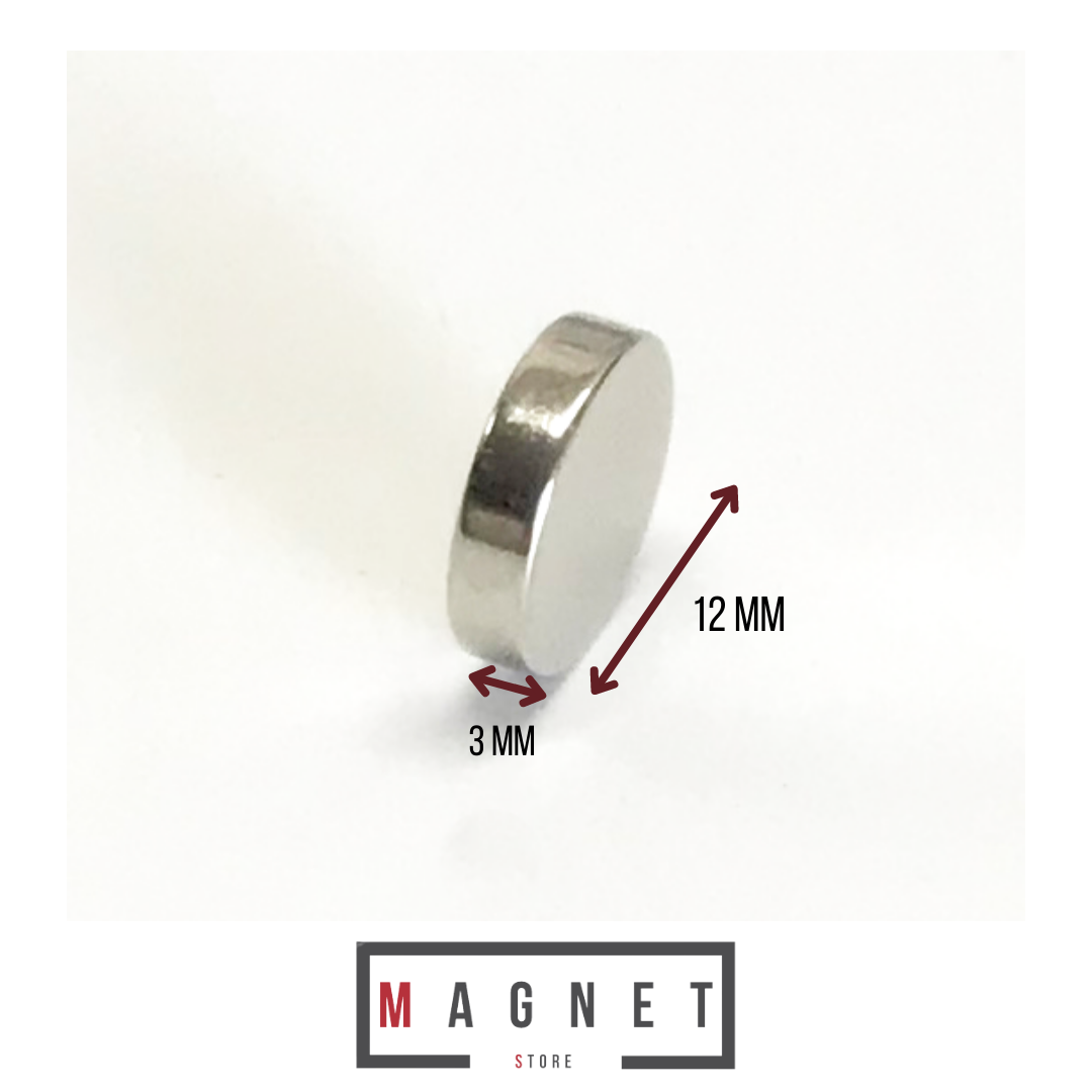12x3mm N38 Ni Neodymium Disc