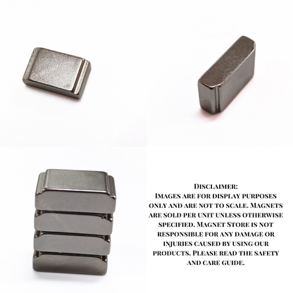 10/7x20x5/4mm N35 Ni Neodymium Step Block Magnet. Rectangular Nickel-coated neodymium magnet with a small step on the top sides. Sold at Magnet Store South Africa, Online and in-store. Disclaimer: Images are for display purposes only and are not to scale. Magnets are sold per unit unless otherwise specified. Magnet Store is not responsible for any damage or injuries caused by using our products. Please read the safety and care guide.