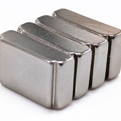 10/7x20x5/4mm N35 Ni Neodymium Step Block Magnet. Rectangular Nickel-coated neodymium magnet with a small step on the top sides. Sold at Magnet Store South Africa, Online and in store