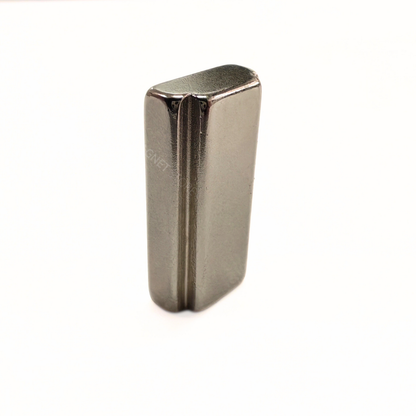 16/13 × 5/4 × 10 mm N42 Neodymium Step Block Magnet . Rectangular Nickel-coated neodymium magnet with a small step on the top sides.Sold at Magnet Store South Africa, Online and in store - Standing upright angle