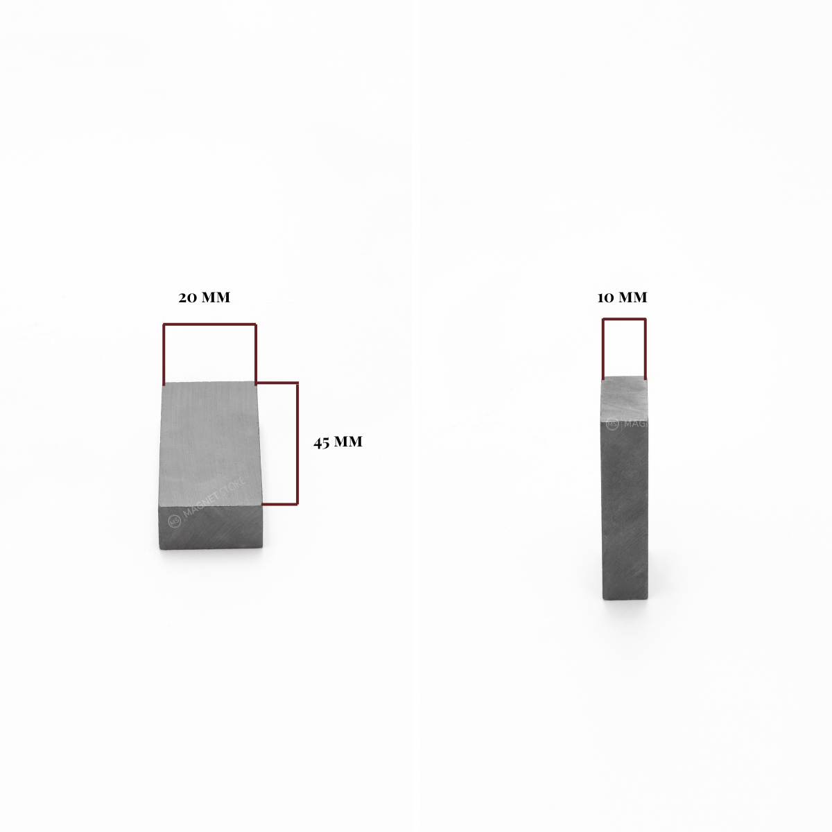 45x20x10mm Y30BH Uncoated Ferrite Block Magnet