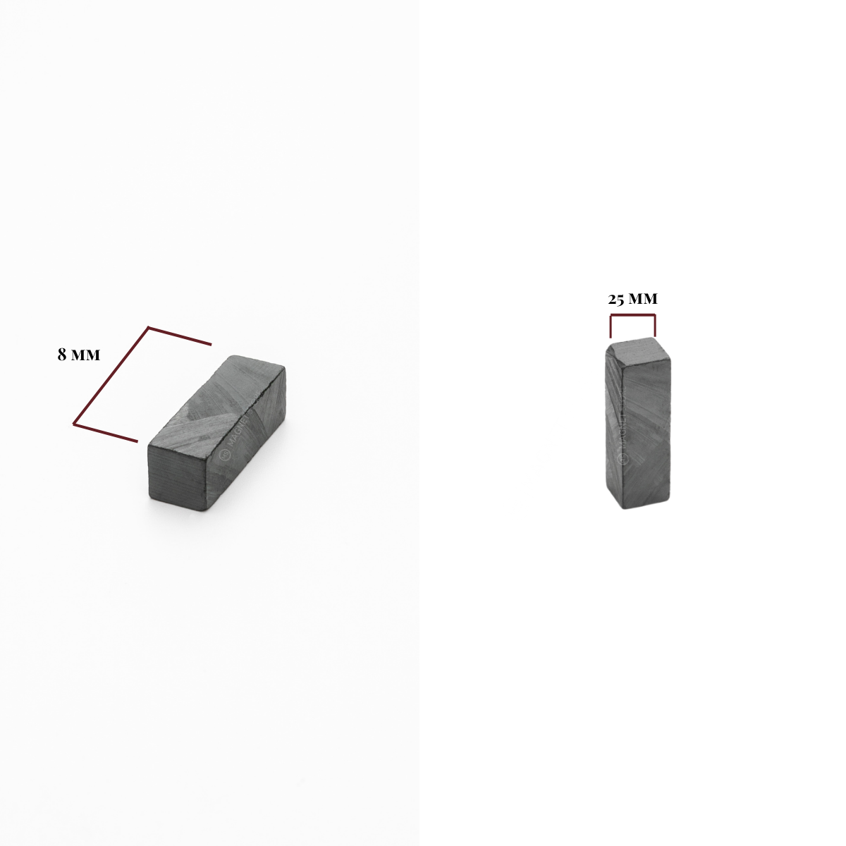 8x8x25mm Y30BH Uncoated Ferrite Block Magnet