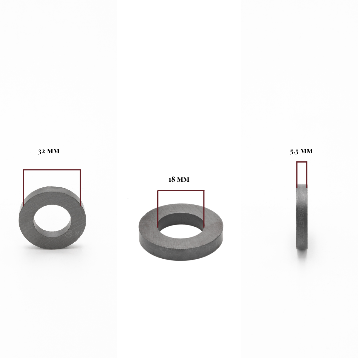 Od32xId18x5.5mm Y30BH Uncoated Ferrite Ring Magnet