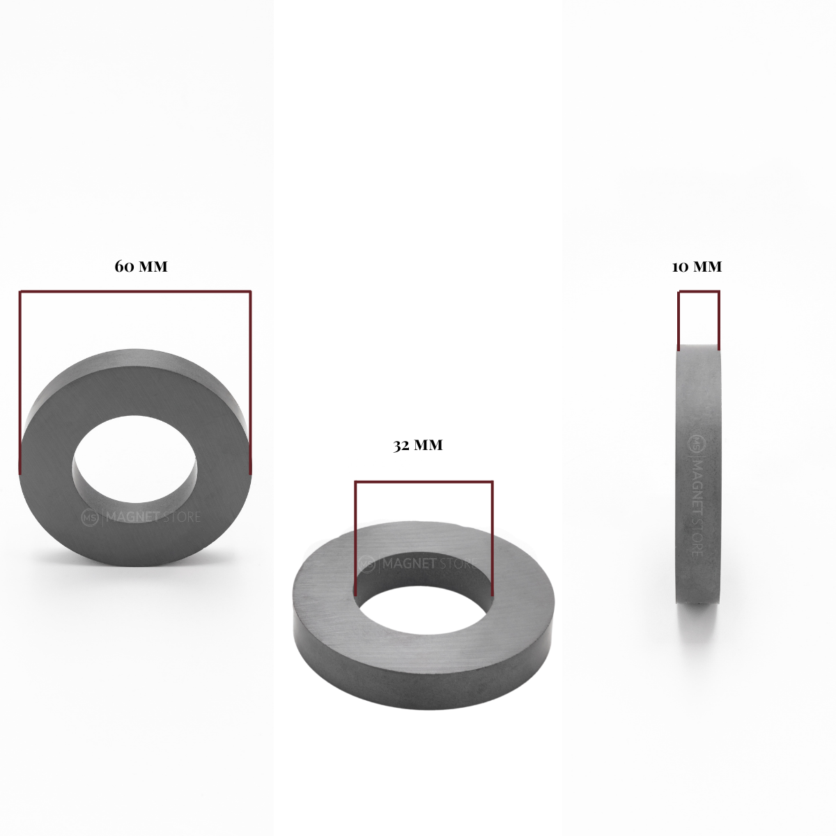 Od60xId32x10mm Y30BH Uncoated Ferrite Ring Magnet