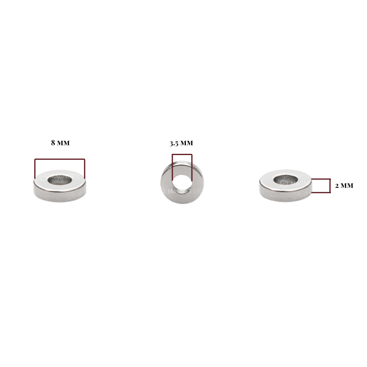 Od8xId3.5x2mm N38 Ni Neodymium Ring